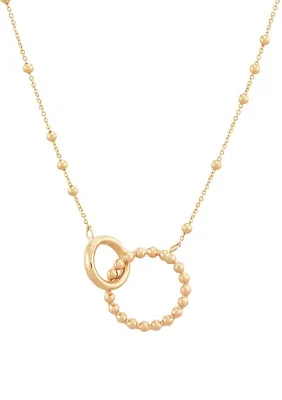 Round and Beaded Tube On Saturn Chain Necklace in 10K Yellow Gold