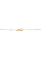 Round and Beaded Tube On Saturn Chain Necklace in 10K Yellow Gold