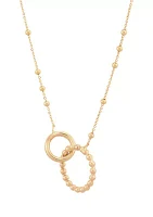 Round and Beaded Tube On Saturn Chain Necklace in 10K Yellow Gold