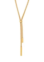 Hollow Popcorn Lariat with Tubes Drop Necklace in 10K Yellow Gold