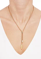 Hollow Popcorn Lariat with Tubes Drop Necklace in 10K Yellow Gold