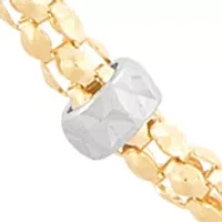 Beaded Station Hollow Popcorn Chain Necklace in 10K Two Tone Gold