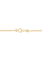 Beaded Station Hollow Popcorn Chain Necklace in 10K Two Tone Gold