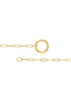 Circle Charm Hollow Paperclip Chain Necklace in 10K Yellow Gold