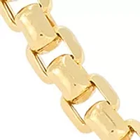 Hollow Paperclip Station on Box Chain in 10K Yellow Gold