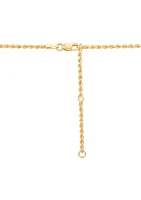 Beades Station on Rope Chain with Center Cross Necklace in 10K Yellow Gold