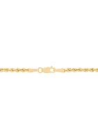 Hollow Rope Chain with Padlock Necklace in 10K Yellow Gold