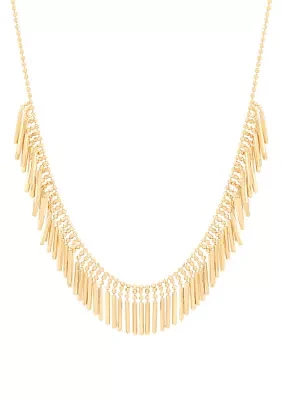 Beaded Fantasy Fringe Necklace in 10K Yellow Gold