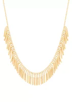 Beaded Fantasy Fringe Necklace in 10K Yellow Gold