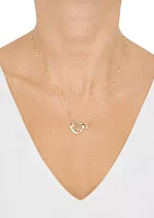 Mom Heart on Mirror Chain Necklace in 10K Yellow Gold