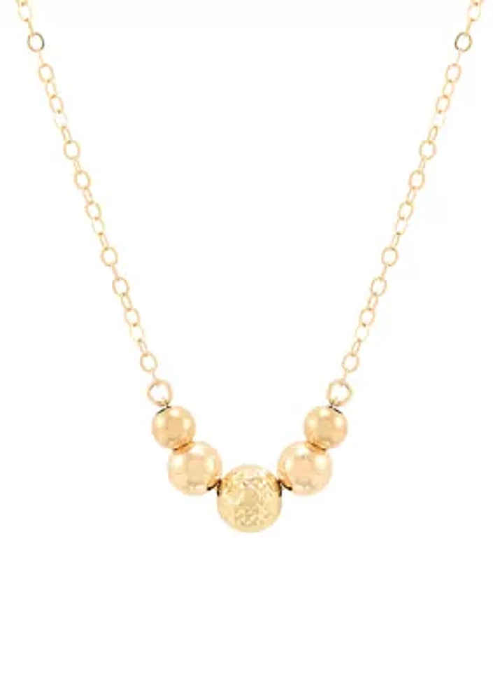 Graduate Beads on Cable Chain Necklace in 10K Yellow Gold