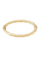 Twist Round Hinge Bangle Bracelet in 10K Yellow Gold