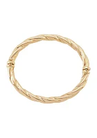 Twist Round Hinge Bangle Bracelet in 10K Yellow Gold