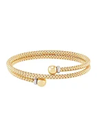 Hollow Popcorn Bypass Bangle Bracelet in 10K Yellow Gold