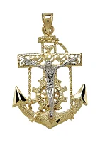 Anchor Necklace in 10K Yellow & White Gold