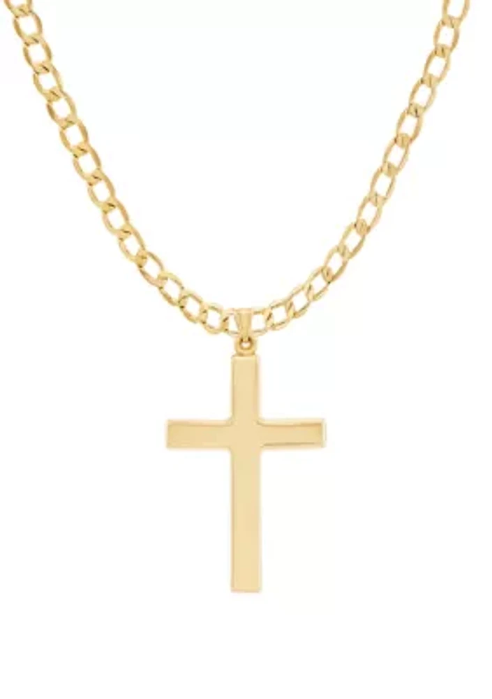 Men's Cross Pendant Necklace in 10k Yellow Gold