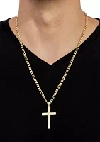 Men's Cross Pendant Necklace in 10k Yellow Gold