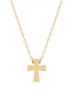 Square Cut Cross Pendant Necklace in 10k Yellow Gold 