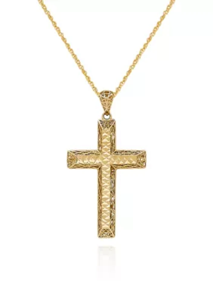 10k Yellow Gold Cross Pendant Necklace