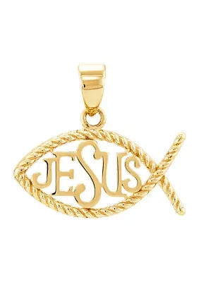 Christianity Letter Jesus Pendant in 10K Yellow Gold