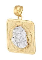 Christ Head Pendant in 10K Yellow and White Gold