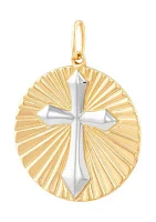 18 Millimeter Coin Cross Pendant in 10K Yellow Gold 