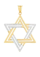 Jewish Star Pendant in 10K Yellow and White Gold