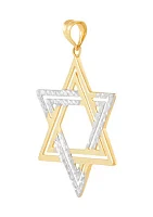 Jewish Star Pendant in 10K Yellow and White Gold