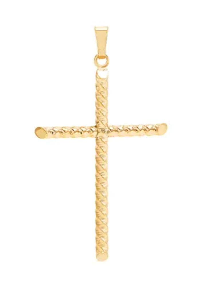 Tube Cross Pendant in 10K Yellow Gold