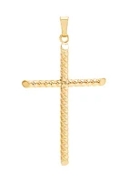 Tube Cross Pendant in 10K Yellow Gold