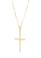 Bead Cross Pendant Necklace with 18" Rope Chain in 10K Yellow Gold