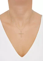 Bead Cross Pendant Necklace with 18" Rope Chain in 10K Yellow Gold