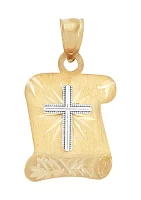 Bible Book Scroll Pendant in 10K Two Tone Gold