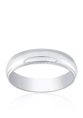 Polished Milgrain Comfort Fit Ring 10k White Gold