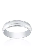 Polished Milgrain Comfort Fit Ring 10k White Gold