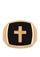 Cross Onyx Ring in 10k Yellow Gold