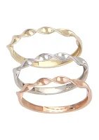 3 Twisted Stackable Band in 10 Sterling Silver