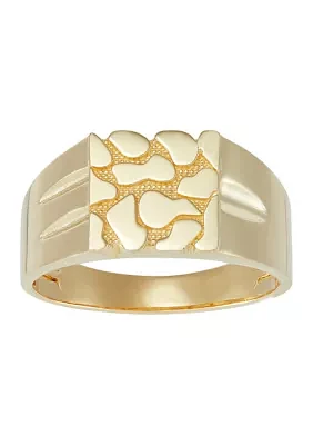 Gents Signet Nugget Ring in 10K Yellow Gold