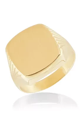 Men's Cushion Signet Ring in 10K Yellow Gold