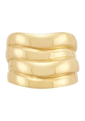 Multi Row Wavy Band Ring in 10K Yellow Gold