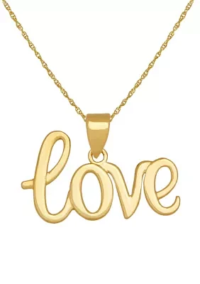 10K Yellow Gold Love Pendant Necklace