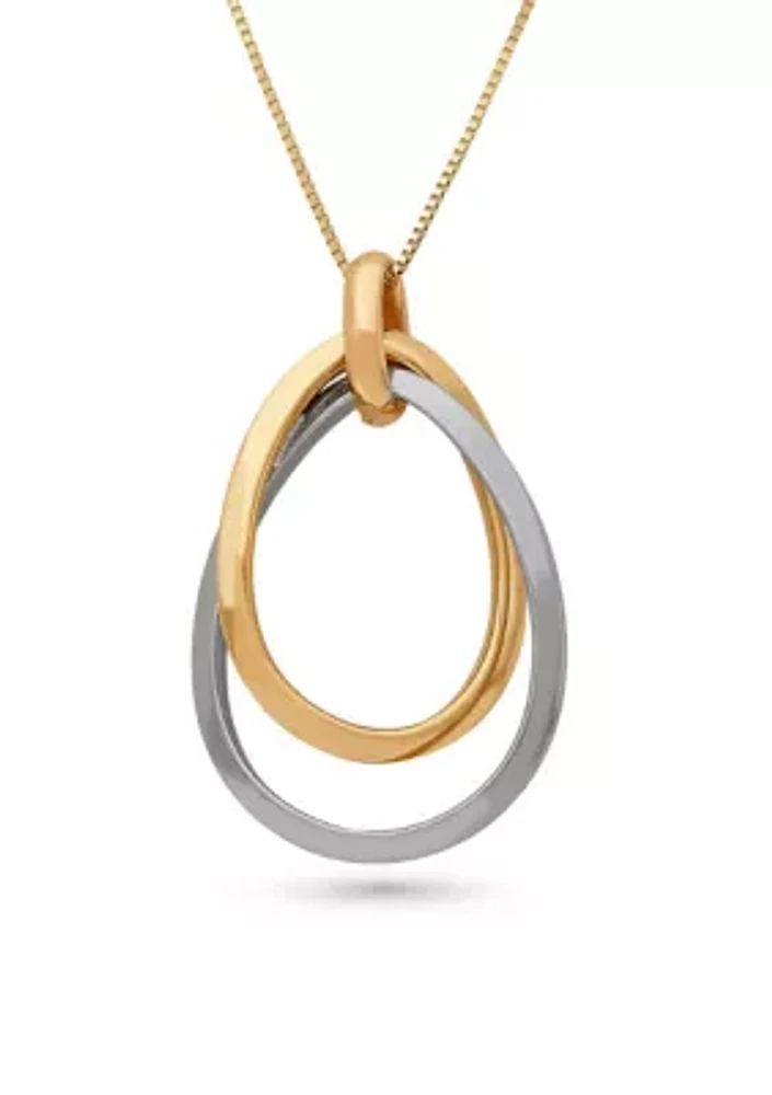 10K Yellow Gold and White Gold Loop Pendant Necklace