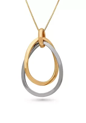 10K Yellow Gold and White Gold Loop Pendant Necklace