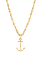 Anchor Pendant with 20" Rope Chain Necklace in 10K Yellow Gold