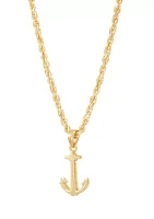 Anchor Pendant with 20" Rope Chain Necklace in 10K Yellow Gold