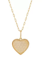 Heart Disk Pendant with 18" Mirror Chain Necklace in 10K Yellow Gold