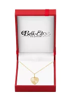 Heart Disk Pendant with 18" Mirror Chain Necklace in 10K Yellow Gold