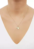 Heart Disk Pendant with 18" Mirror Chain Necklace in 10K Yellow Gold