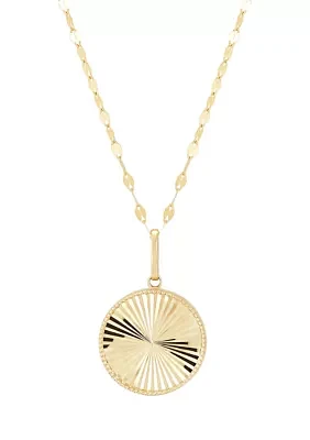 Round Disk Pendant Necklace with 18" Mirror Chain in 10K Yellow Gold