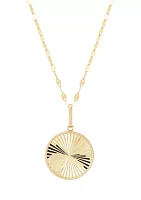 Round Disk Pendant Necklace with 18" Mirror Chain in 10K Yellow Gold